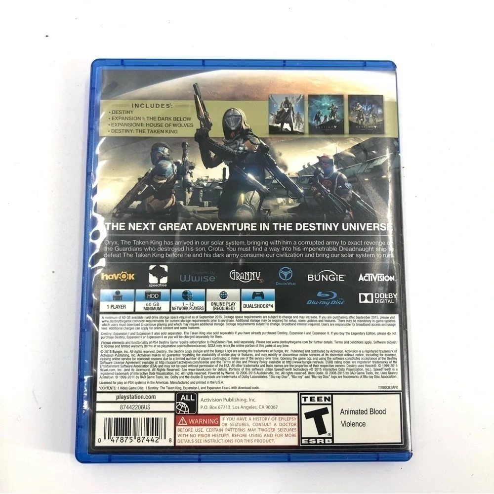 PS4 Game Destiny The Taken King Video Game Legendary Edition Playstation 4